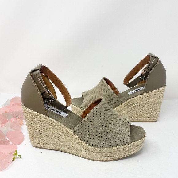 Steve Madden Josey Leather Platform Wedges Sandals Size 10 - Picture 2 of 6